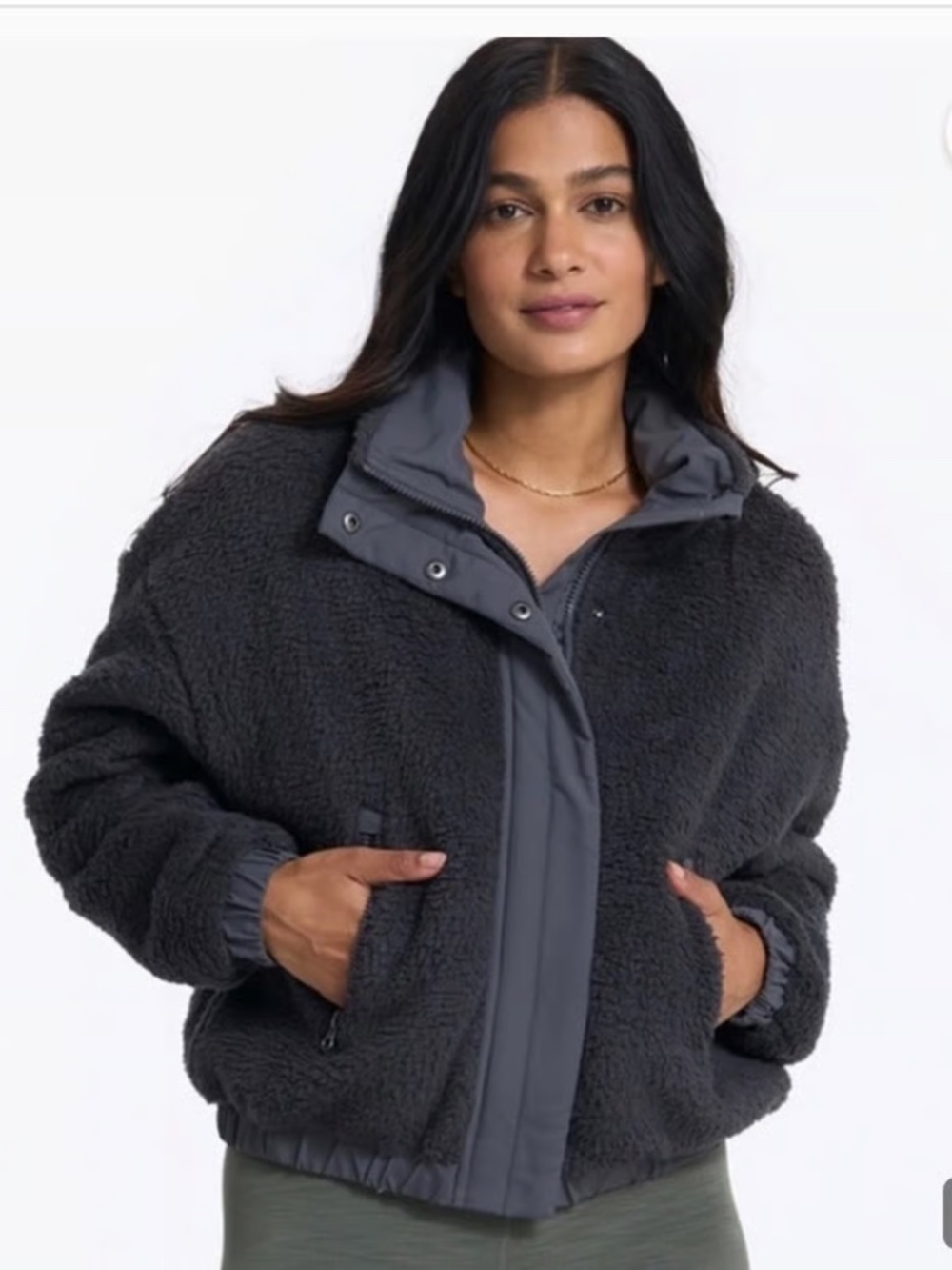 Vuori Charcoal Sherpa Fleece Zip Pocket Jacket Large